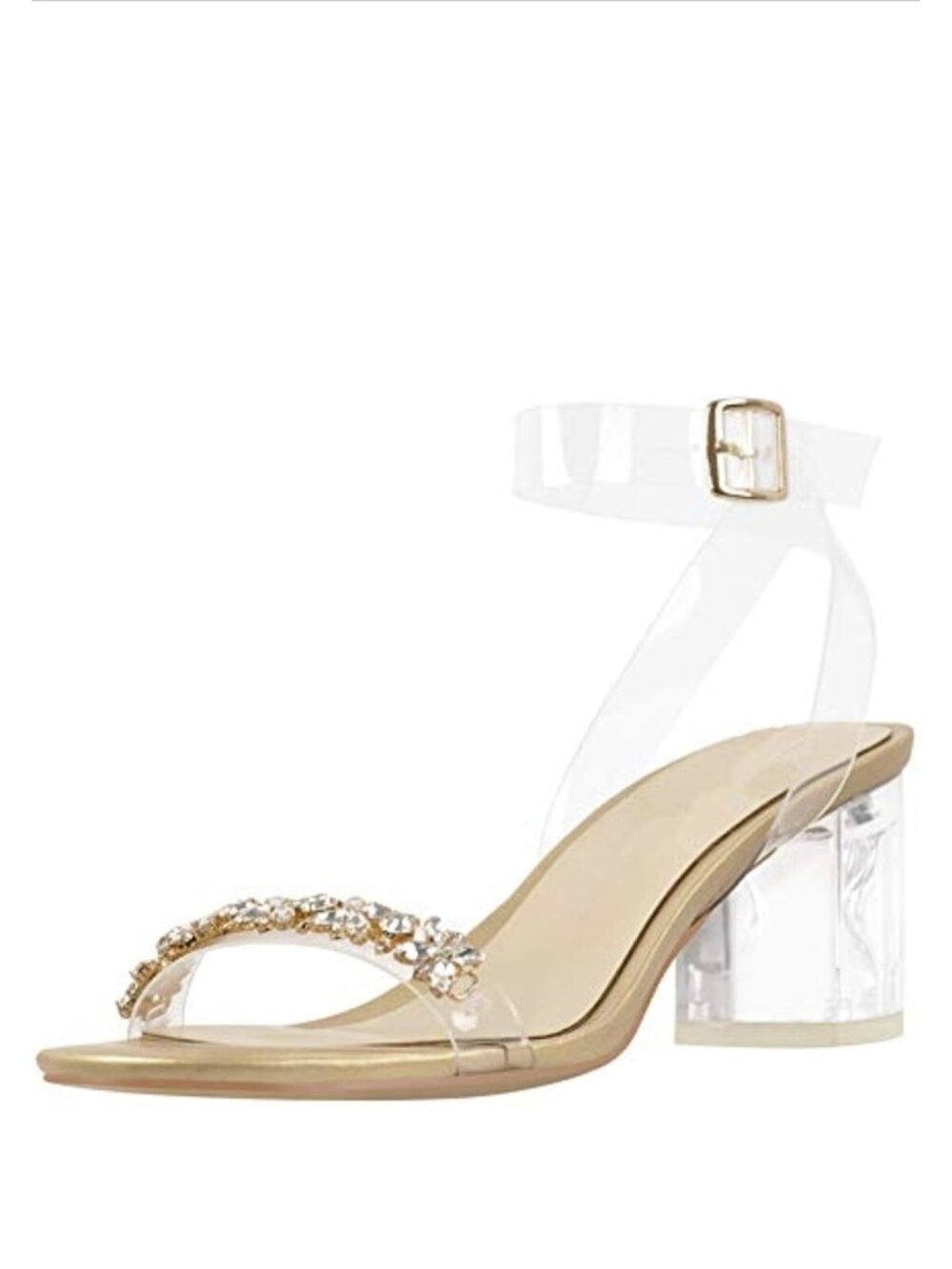 Yolkomo Women'S Clear Chunky Heels Open Toe Strappy Bling Sandals Size 13